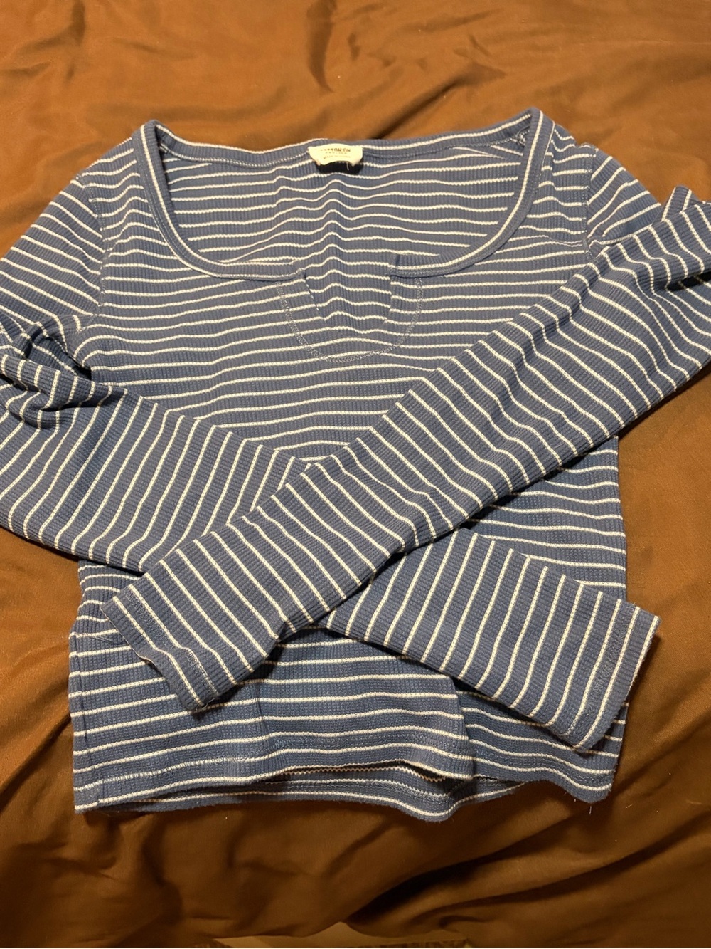 Cotton On Blue and White Striped Scoop-Neck Long Sleeve Top